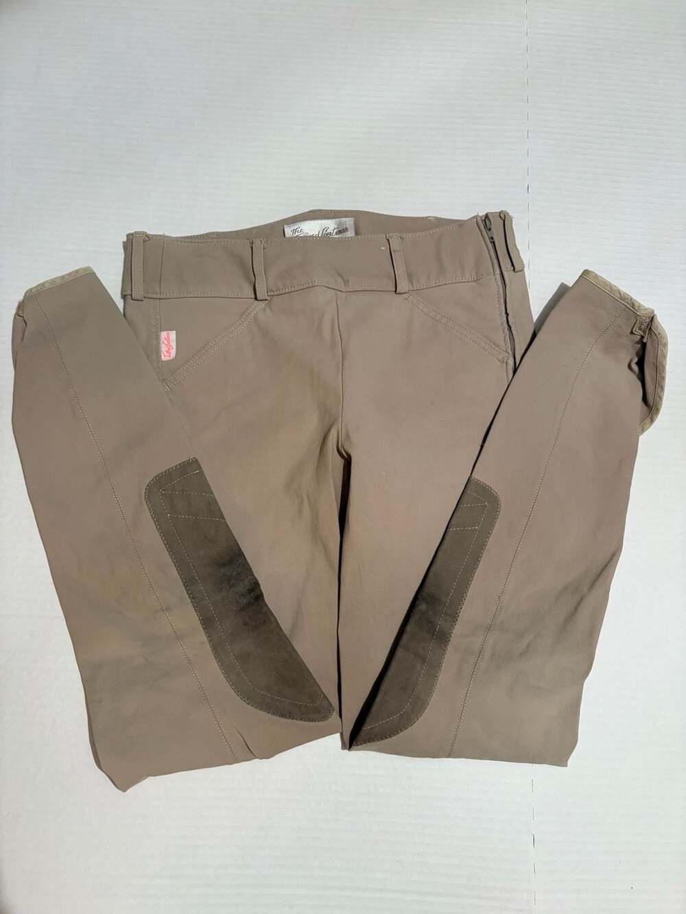 Kids The Tailored Sportsman Side Zip Knee Patch Equestrian Breeches Tan Size 14